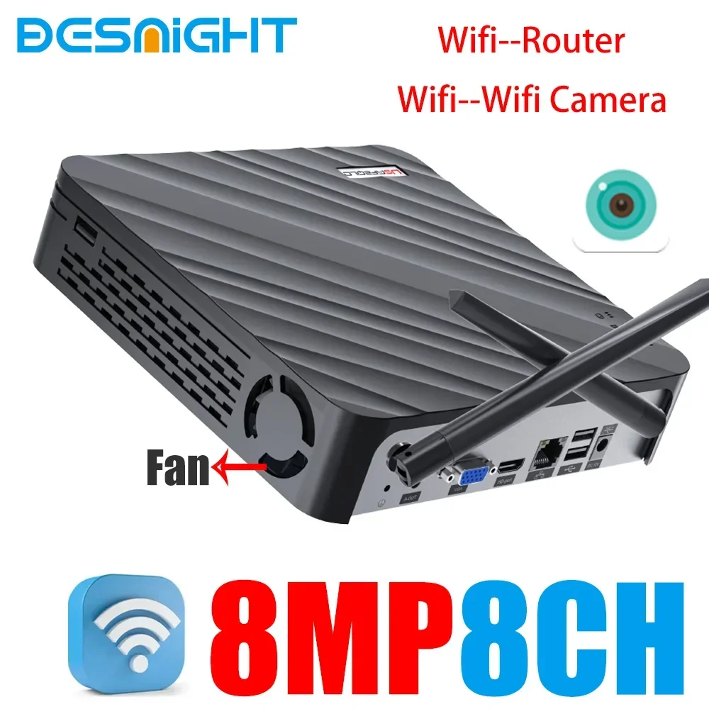 

Wireless Connection Router Wifi NVR 8CH 4MP 8MP ICsee WIreless Video Recorder For Surveillance Security System Face Human