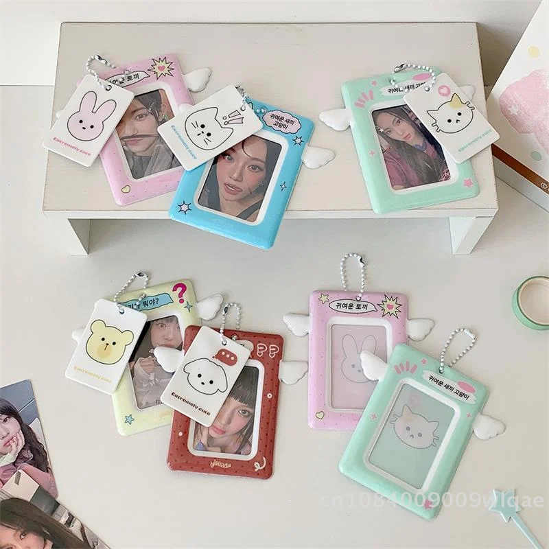 ที่ใส่การ์ดรูปถ่าย 3 นิ้ว พร้อมปีก - ซองใส่การ์ด PVC น่ารักสำหรับสะสม K-Pop, บัตรประจำตัว และบัตรนักศึกษา〔YY33〕