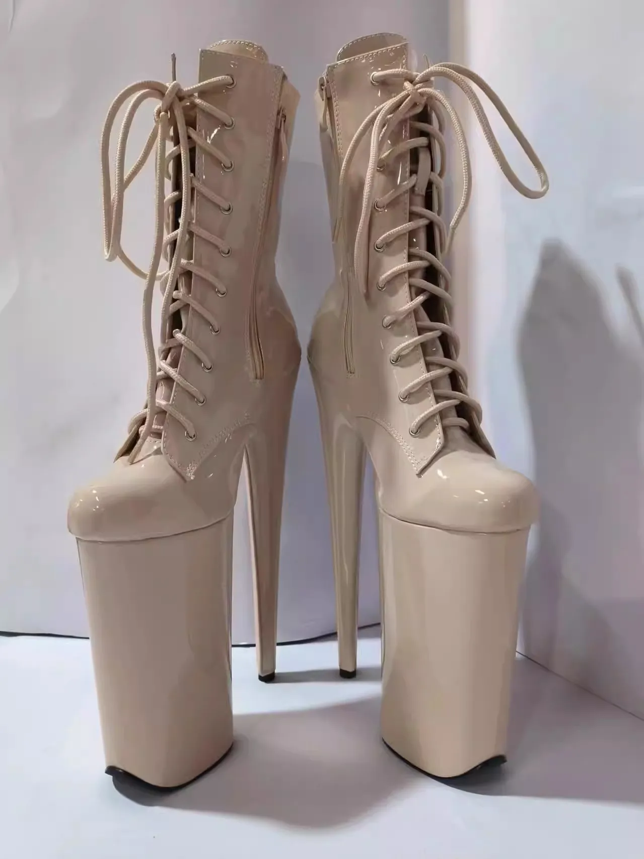 26cm super high heels, stiletto heels, pole dance boots, model catwalk performance shoes, low boots, sexy short fashion boots
