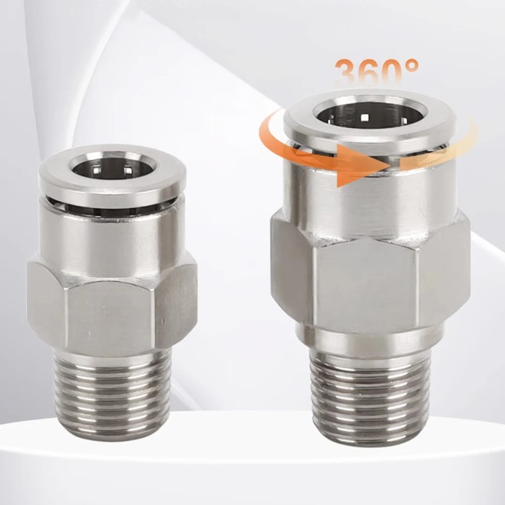 10Pcs Pneumatic Quick Connector All Copper Nickel Plated Quick Plug External Thread 1/8 1/4 3/8 1/2 M5 Air Hose 4 6 8 10 12mm