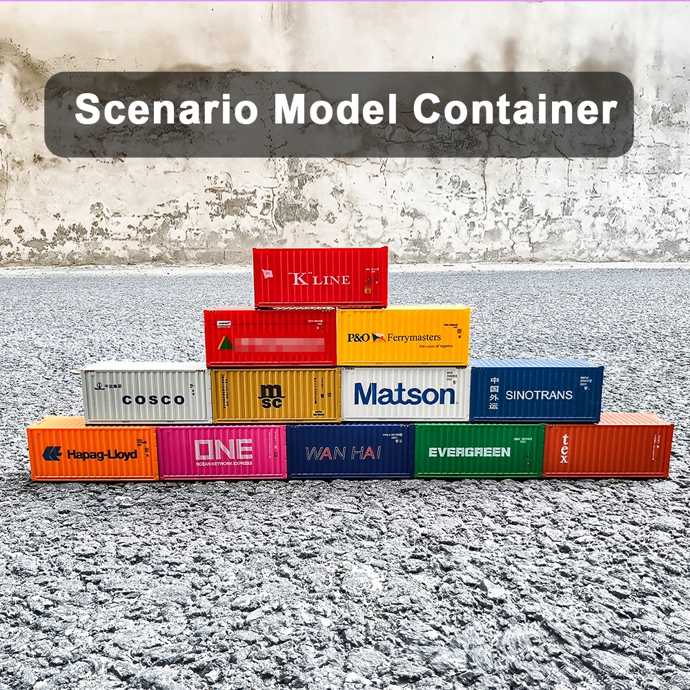 1PCS 20Feet Freight Container HO Scale Model Train Accessories 1:87 Shipping Cargo Box For Railway Landscape Layout Diorama Kit