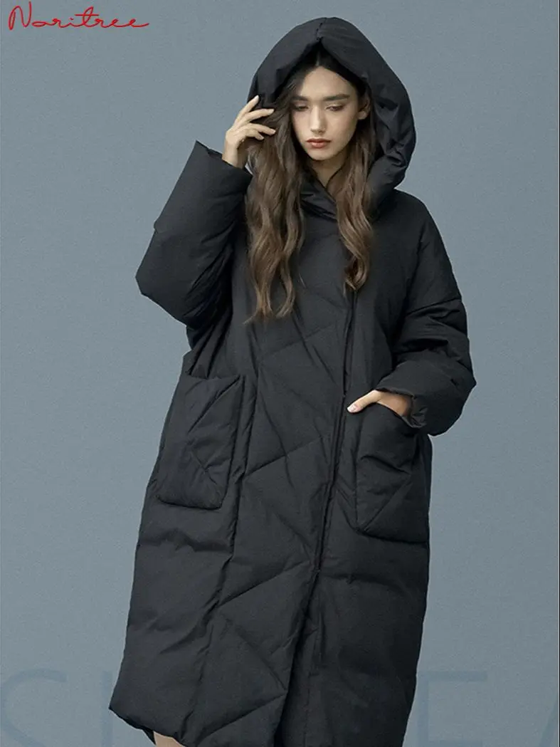 S- 7XL Winter Oversized Warm Duck Down Coat Female X-Long Down Warm Jacket Hooded Cocoon Style Thick Warm Parkas F192 Fit 110kg