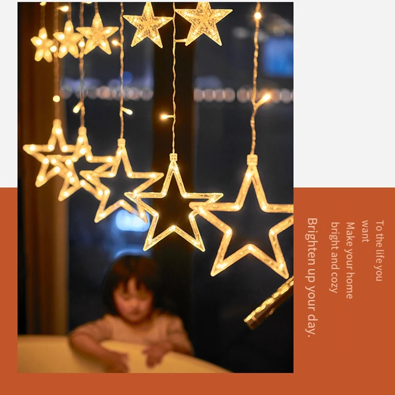ขาย TOP Christmas Moon Star Window Fairy String Light USB และแบตเตอรี่ขับเคลื่อนไฟ String สําหรับห้องนอนหน้าต่างในร่ม
