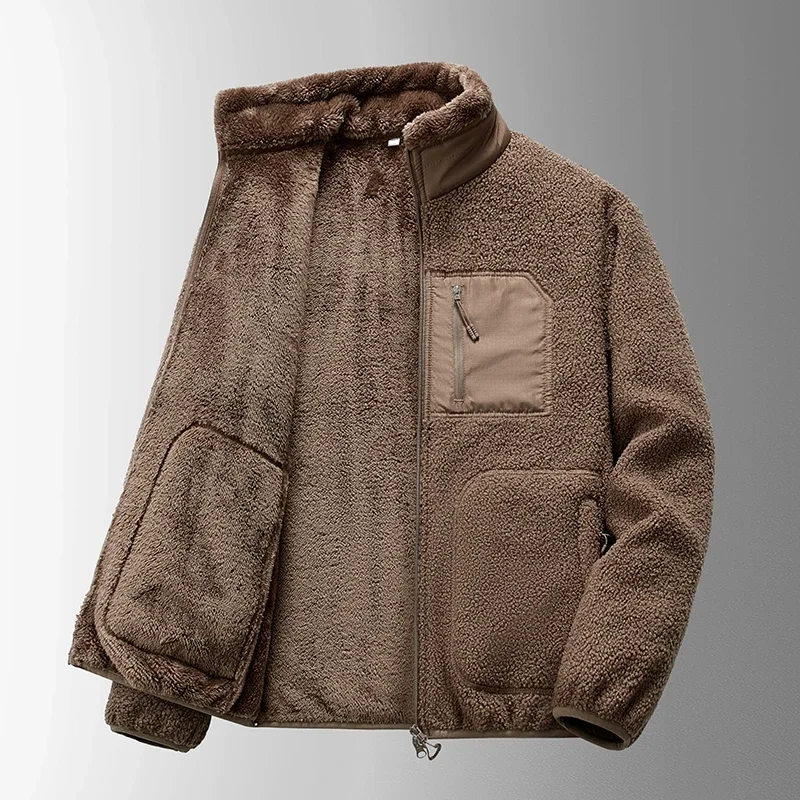 

Winter Polar Fleece Jackets Autumn Stand Collar Warm Thick Thermal Windproof Coats Men Outdoor Zippers Tactical Jacket Parkas