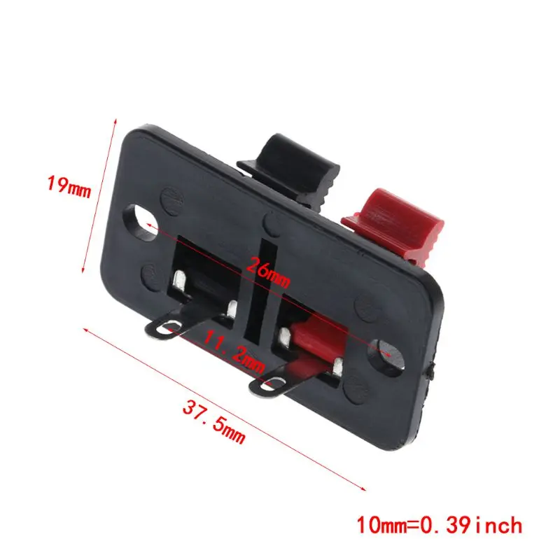 10st Veerclip WP2-4 Stereo Luidsprekerplaat Aansluitstripbord 2-weg Binding Post Connector Socket Blok Push Type