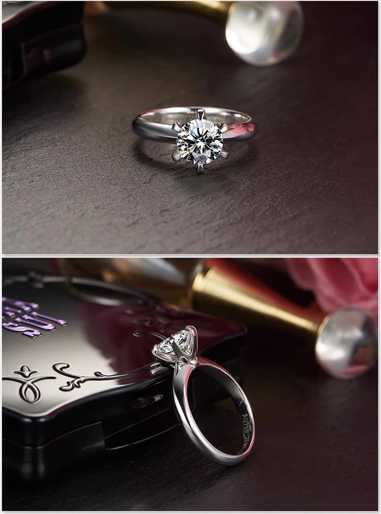 18K Massivgold-Verlobungsring mit Laborgezüchteten Diamanten, IGI-zertifiziert, Klassischer 6-Krallen-Ring, Hochzeits- und Jubiläumsgeschenk für Frauen – Detail 12