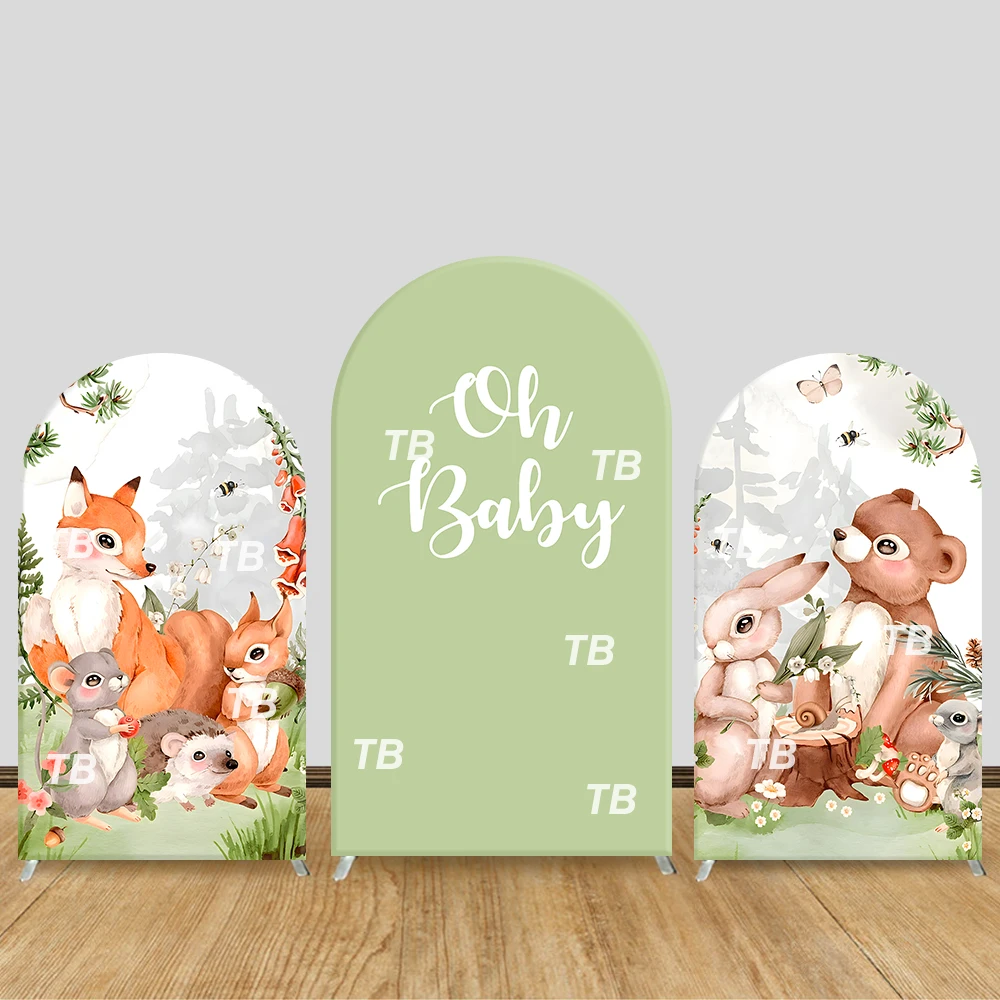 

Woodland Animals Arch Backdrop Cover Fox Bear Rabbit Theme Party Decor Photo Booth Background Baby Shower Baptism Supplies