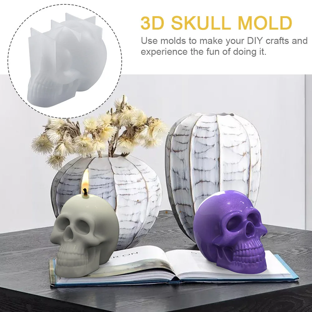 

Skull Epoxy Casting Mold 3D Silicone Halloween Diy Craft Making Large Deep Cavity For Resin Concrete Adornment