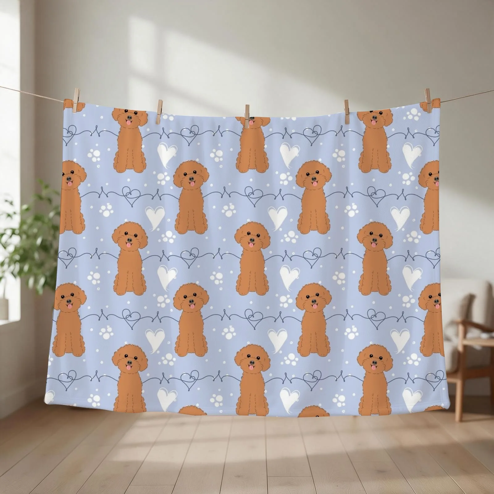 LOVE Red Toy Poodle Throw Blanket couch cozy soft plush fuzzy picnic outdoor blanket