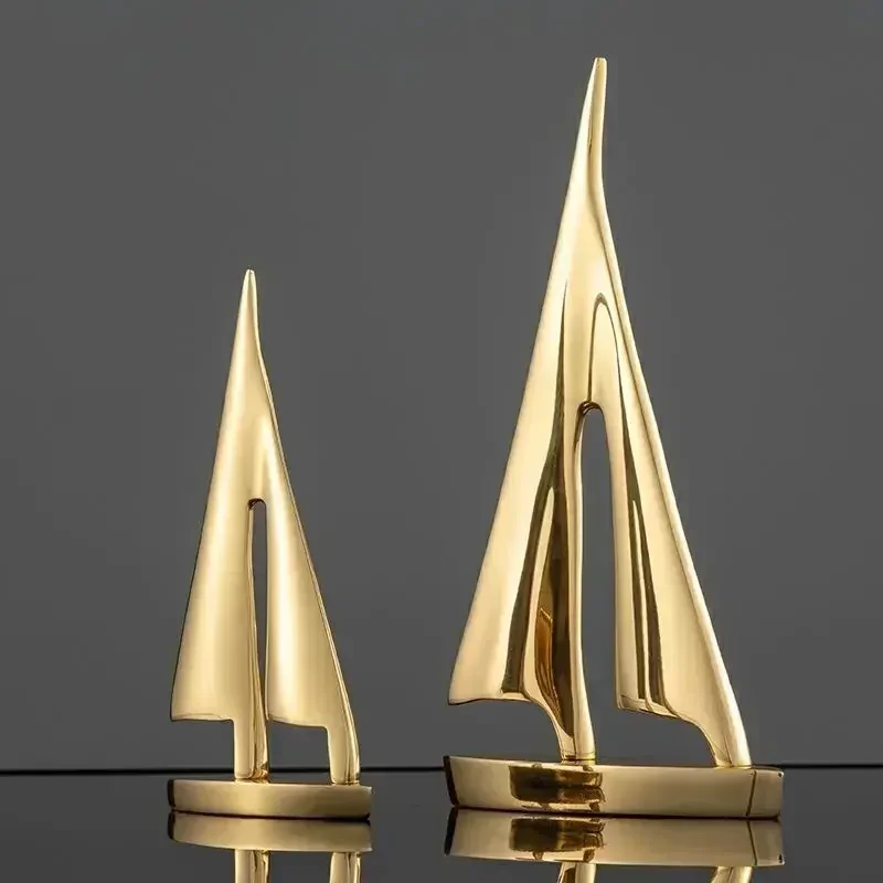 Chinese Smooth Sailing Sailboat Brass Accessories Store Shop Office Desktop Figurines Decor Home Livingroom Porch Furnishing Art