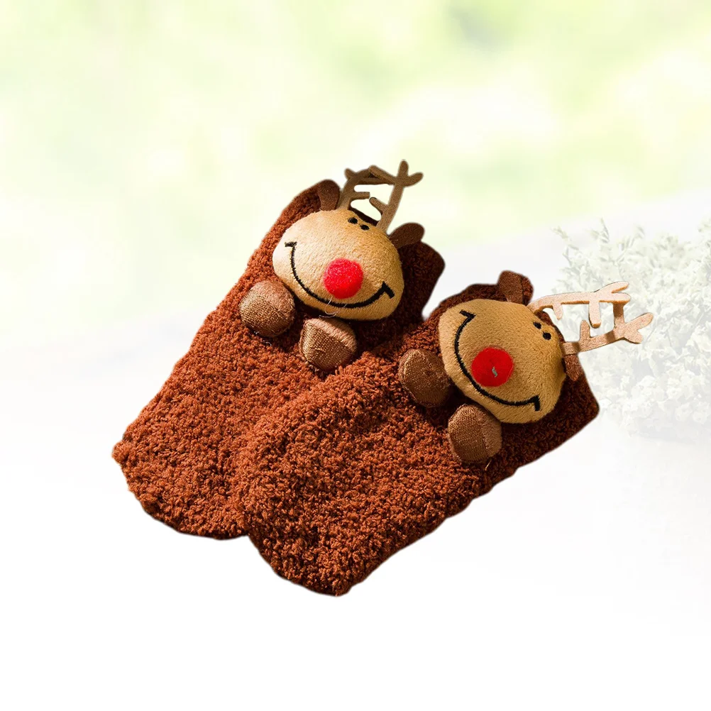 

Cartoon Christmas Party Sock Animal Gift Stocking Anti-Slip Baby Sock for Xmas Festival Decor Elk Brown Christmas Party Stocking