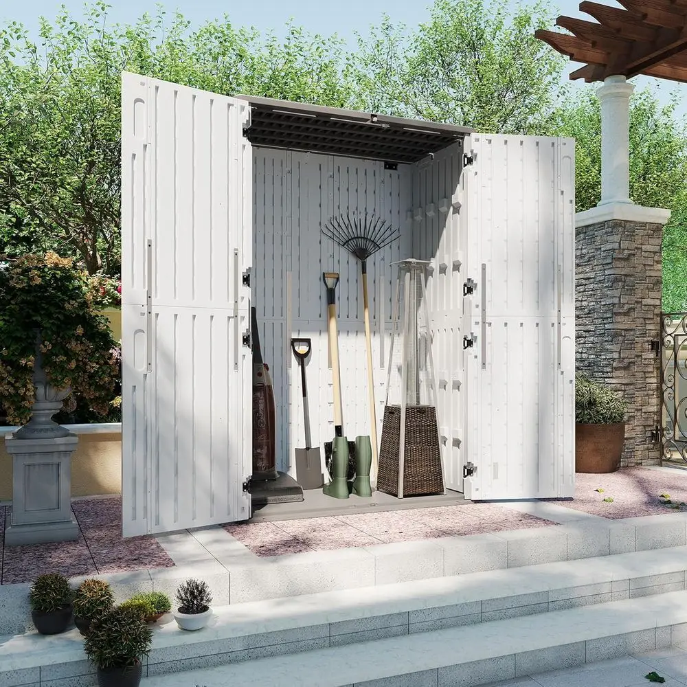 

64 Cu. Ft. Outdoor Storage Shed - Waterproof Resin Cabinet for Garage, Pool, Bikes, and Garden