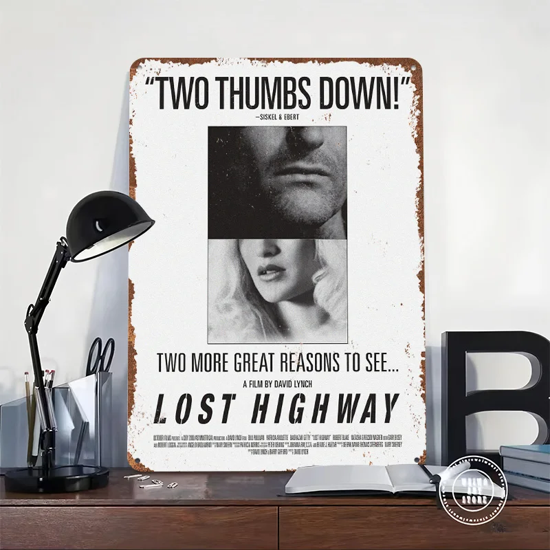 Lost Highway Movie 3D Printed Texture Poster Personalized Wall Art Retro Metal Tin Signs for Setup Decorations Office Decoration
