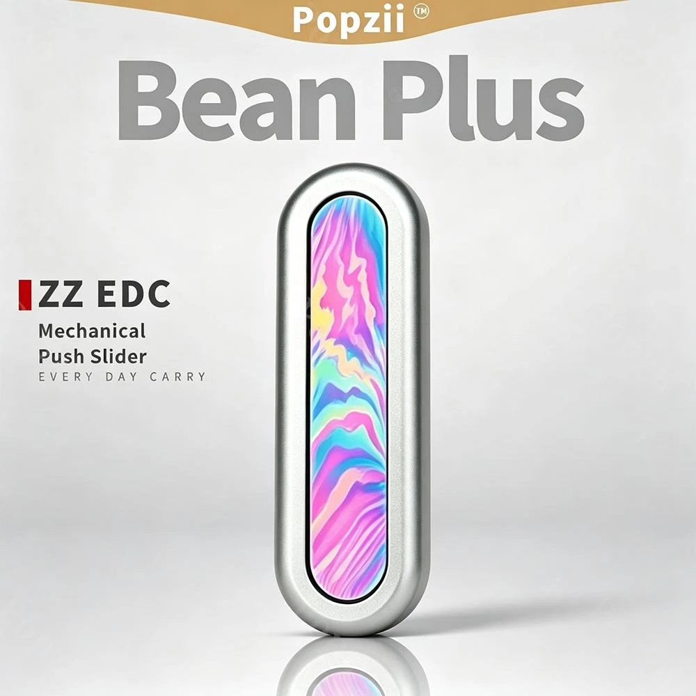 ZZ EDC Bean Plus Fidget Slider Stress Relief Toy Stainless Steel Push Slider Fidget Toys Adults Anxiety Relief Gadgets