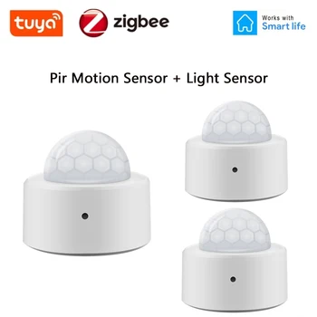 Mini 2in1 Tuya Zigbee İnsan Vücudu Hareket sensörlü ışık Aydınlık Parlaklık Dedektörü Akıllı Ev Hareketi PIR Sensörü Alexa için