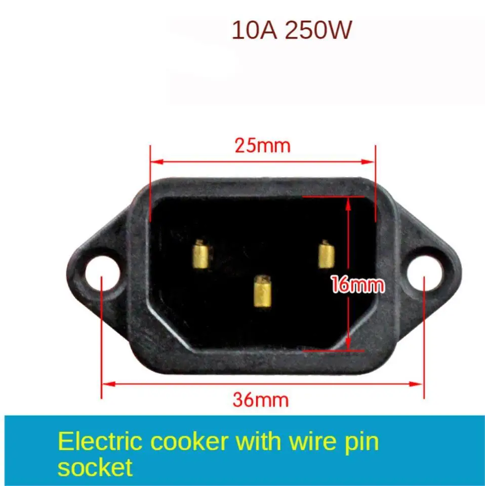 1pc Rice cooker, rice cooker accessories, three-pin socket with wire, rice cooker power supply character, copper pin