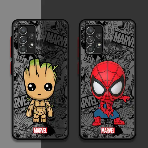 Coque de téléphone dessin animé Marvel Groot Spiderman, étui pour Samsung Galaxy A71 A12 A22 A13 A33 A53 A73 A51 A31 A11 A14 A21s A72 A32