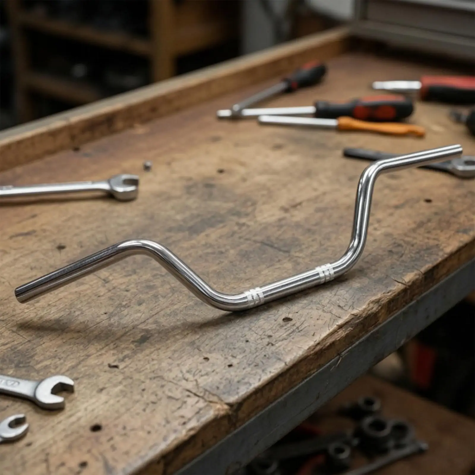 Iron Motorcycle Handlebar Chrome Finish 22mm Universal Fit Curved Tube Design for Cafe Racer Street Tracker Bike