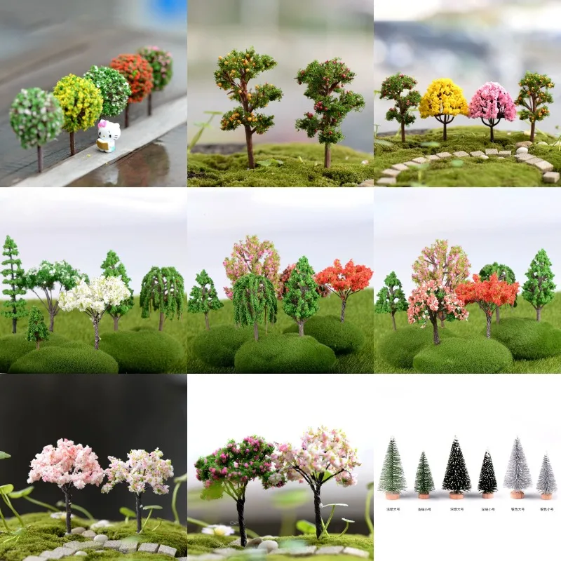 20PCS DIY Mix Mini Model Trees Miniature Figurines Fairy Garden Accessories Train Scenery Landscap Architecture Artificial Tree