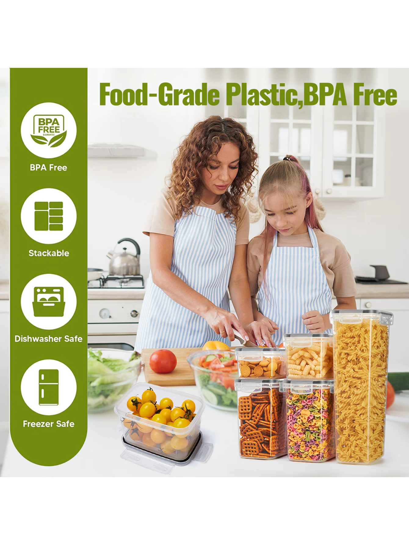 12pcs，Airtight food storage containers with LIDS and labels,plastic kitchen storage containers, dry cargo jars for flour, sugar