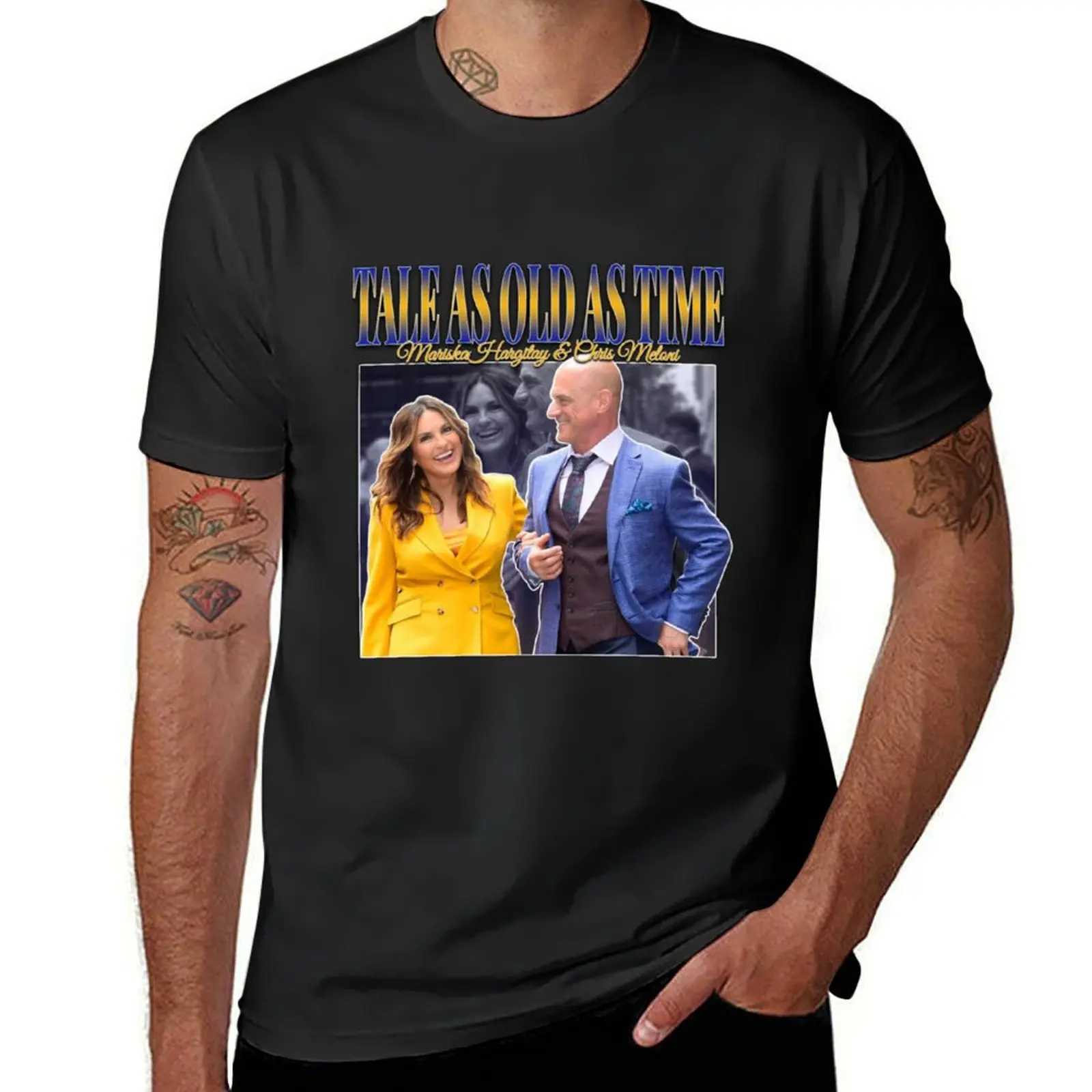 

Mariska Hargitay and Chris Meloni Chriska #P4L #B_TB Inspired Vintage Homage T-Shirt summer tops mens graphic t-shirts hip hop