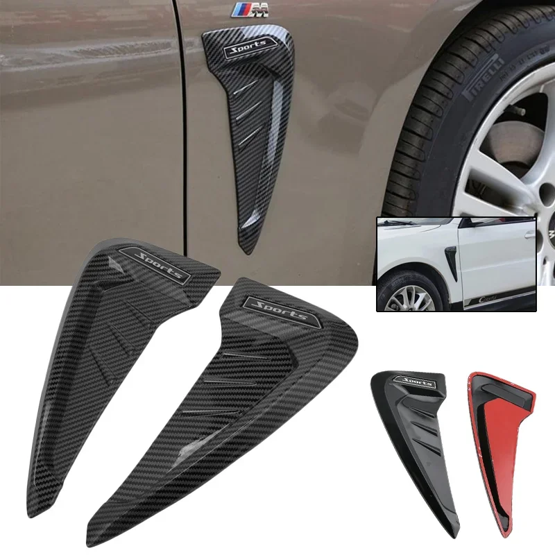 

A Pair ABS Plastic Car Side Air Outlet Flow Mudguard Air Inlet Sticker Shark Gill Air Outlet Simulation Exterior Decoration