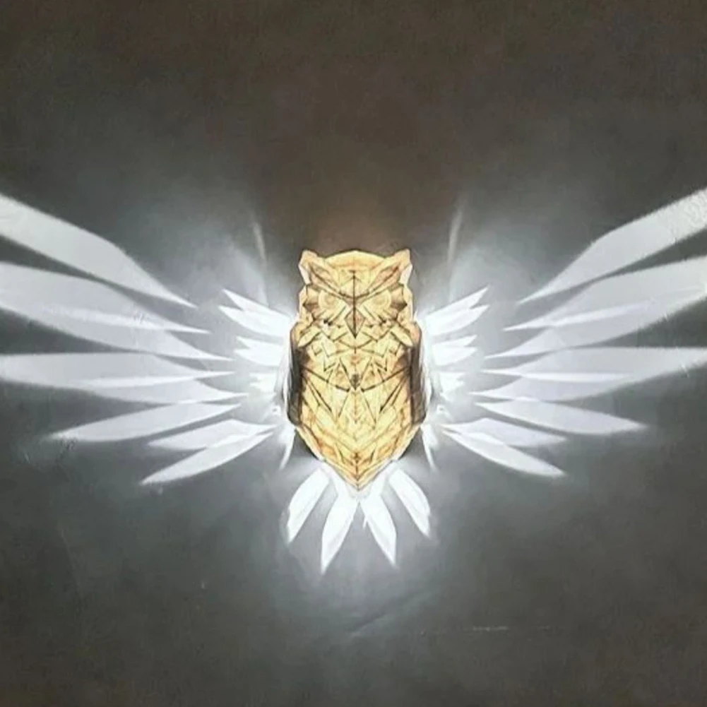3D Printed Wall Decoration Lamp Battery Operated Owl Eagle Shape Projector Light 3D Print Animal Lighting Sconce Wall Art Decor