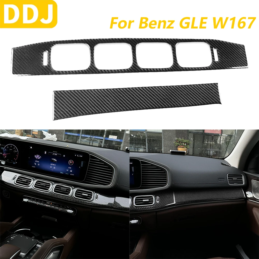 

For Mercedes-Benz W167 GLE 300 350 400 450 2019-2024 Carbon Fiber Car Accessories Instrument Air Outlet Vent Cover Trim Sticker