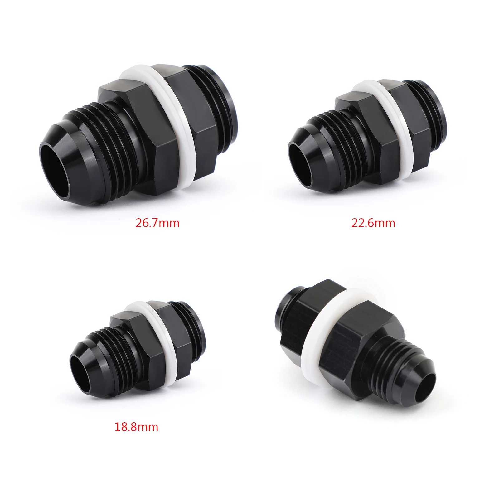 Artudatech AN6 AN8 AN10 AN12 Flare Fuel Cell Bulkhead Fitting With Washer Black Auto Parts