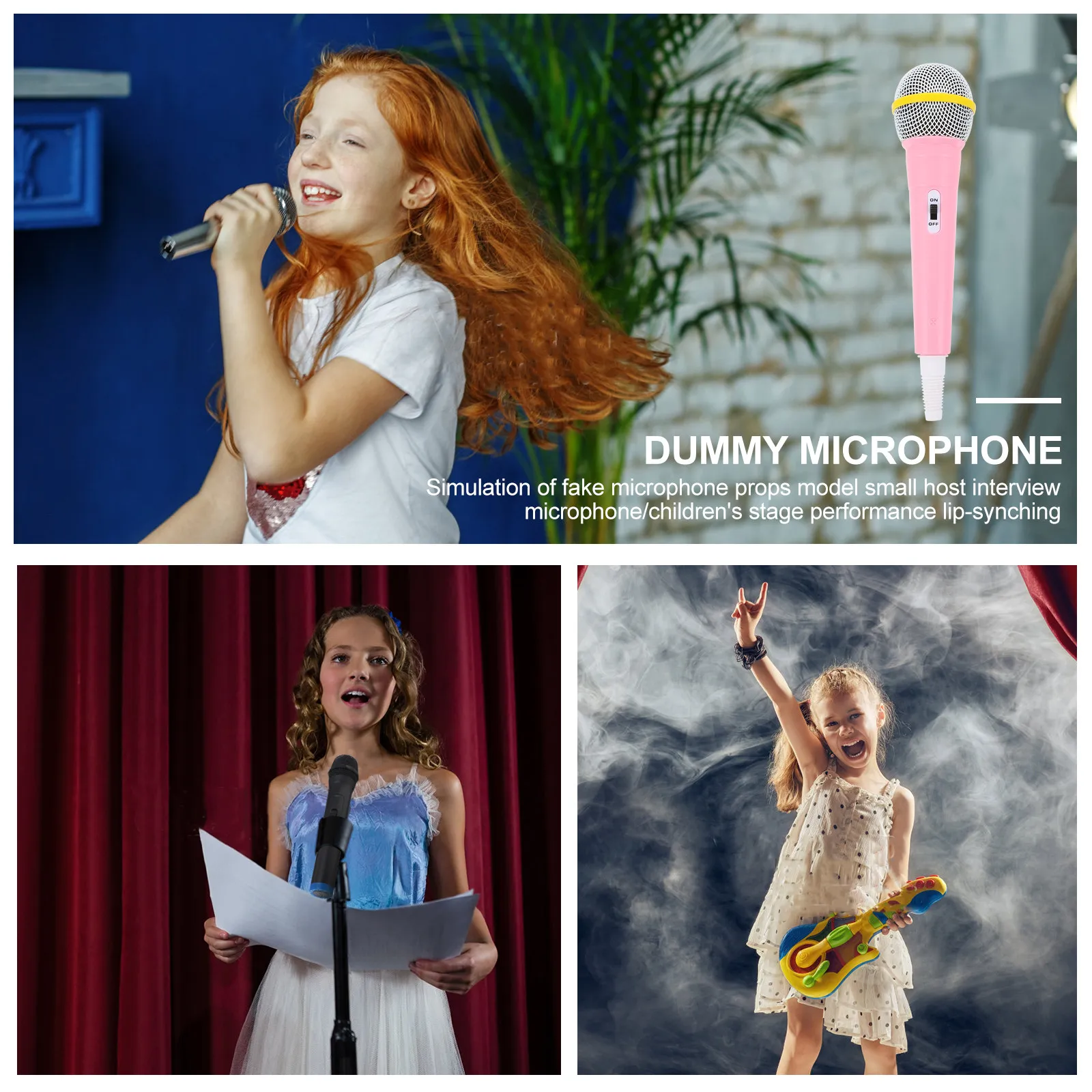 

Имитационный микрофон-реквизит: компактный пластиковый забавный мини-микрофон для детских сценических выступлений, пения, косплея, подарок