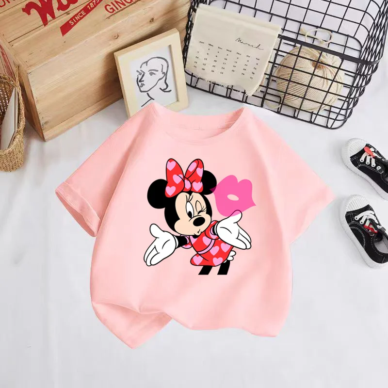 

Cute Minnie Summer T-shirt boy Girls Kids Clothing Girls Clothing Tops Short sleeves Sports Fashion Short sleeves