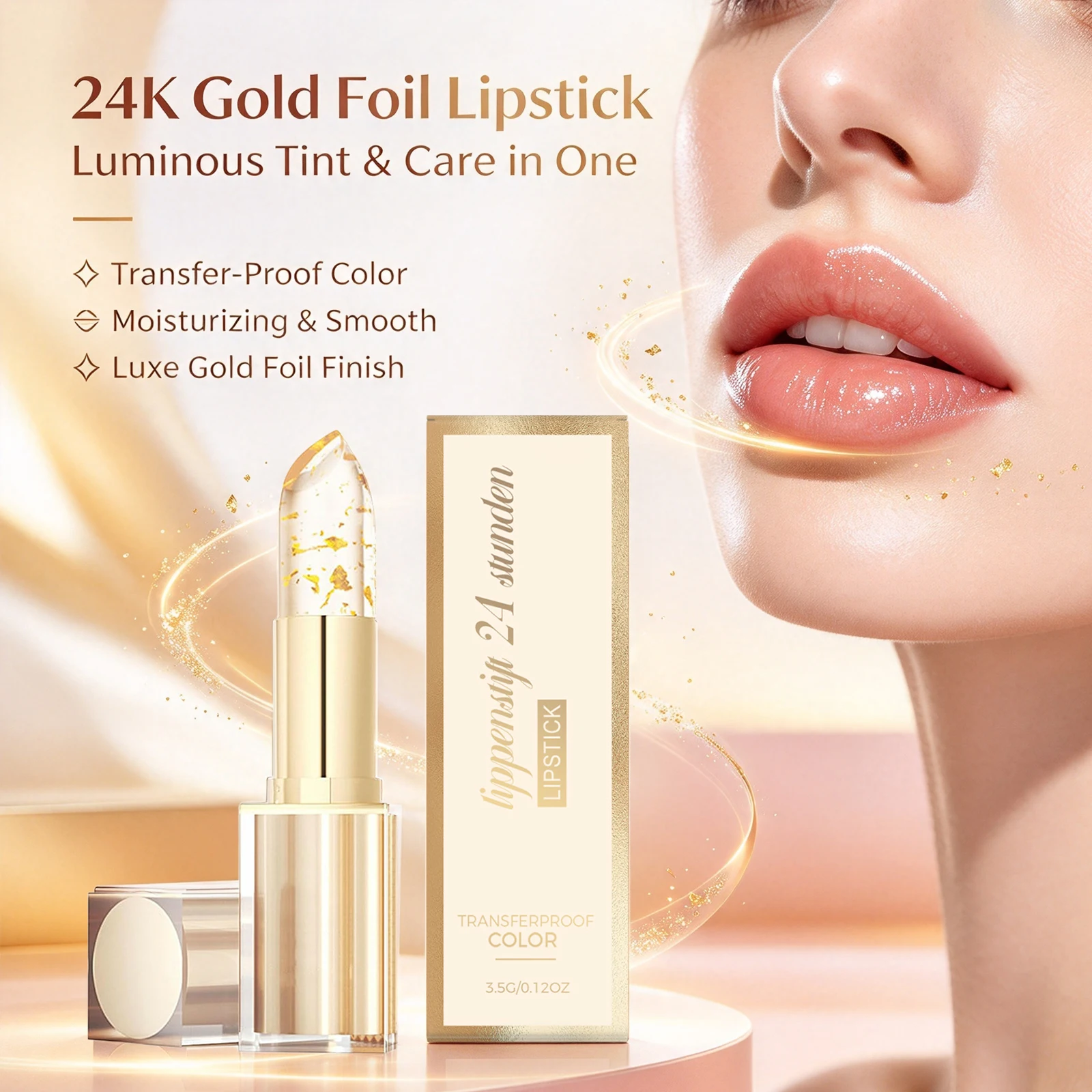 Lightweight Color Shift Lip Fade Lip Line Non Greasy Formula With Gold Flecks Creates Personalized Shine Comfort Lip Balm 3.5g
