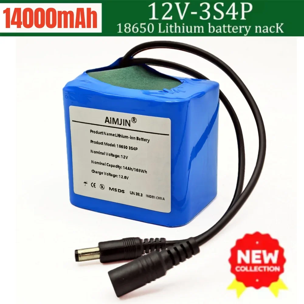 12V 14Ah 3s4p 14000mAh 18650 Lithium Ion Battery Pack Super Large Capacity Rechargeable Battery with BMS And Charger
