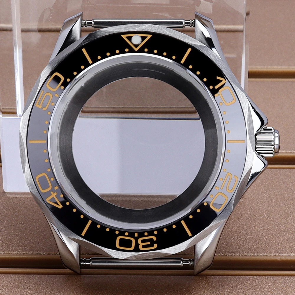 

High Quality Silvery 41mm Diver Watch Case Ceramic Bezel Sapphire For Mod Seamaster 300 NH34 NH35/36 Movt 31mm Dial Watch Parts