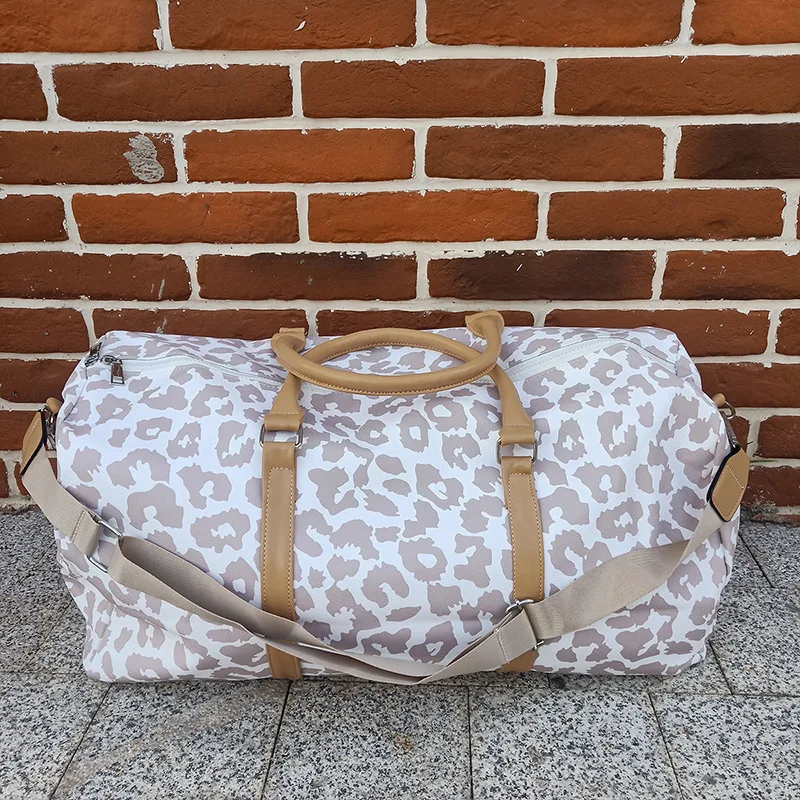 Grande Capacidade Leopard Print Design Multifuncional Viagem Bagagem Bolsa Para As Mulheres Causal Couro Feminino Fitness Gym Duffle