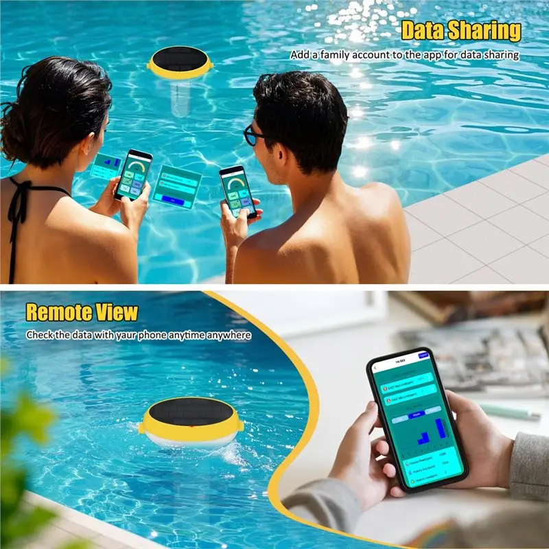 N75R-フローティングプール水質テスター 7 in 1 Tuya Zigbee Wifi ソーラーインテリジェント塩素計 PH ORP 温度計
