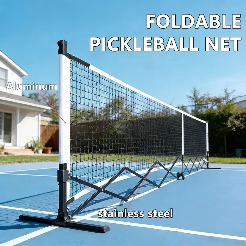Pickleball Net 4 Strand Polyester Wear Resistant Tear Proof 4.5cm Mesh Aluminum Stainless Steel Frame Outdoor Court