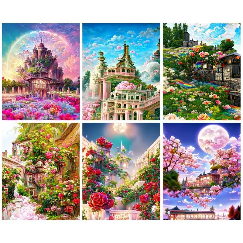 

DIY Paint By Numbers For Adults Fairy Tale Garden Landscape Coloring By Numbers Acrylic Paints Home Decor Gift