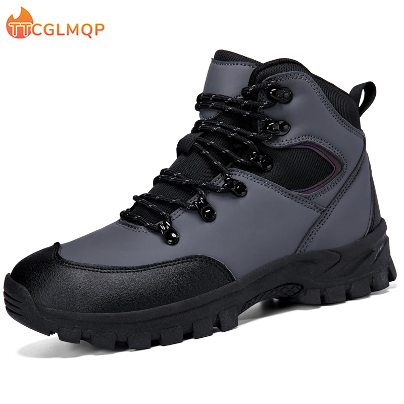 

2025 New Winter Men Snow Boots Waterproof Leather Sneakers Warm Plush High Quality Outdoor Hiking Boots Work Shoes Big Size 48