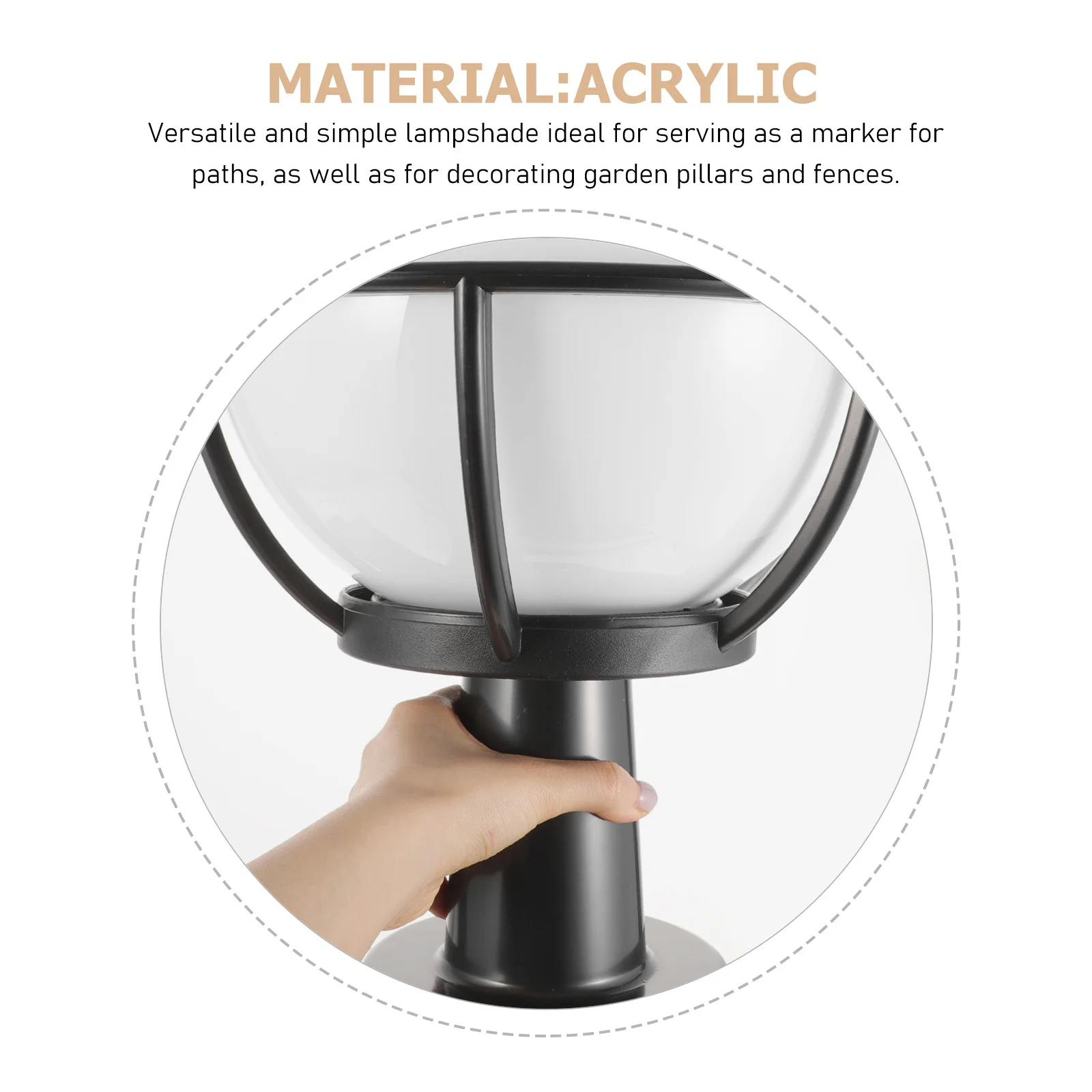 

1Set Adjustable Size Shape Round Ball Lampshade Durable Acrylic Stainless Steel Garden Courtyard Post Light Fixture Cover