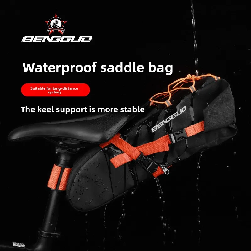 

BENGGUO 10L Waterproof Bike Saddle Bag Large Capacity Rear Storage Bag with Light Mount for Road MTB Bicycle