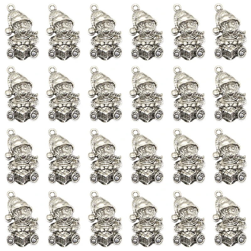 Wholesale 6pcs Tibetan Silver Bear Charms Alloy Metal Pendants For DIY Bracelet Necklace Jewelry Making Craft 30*16mm