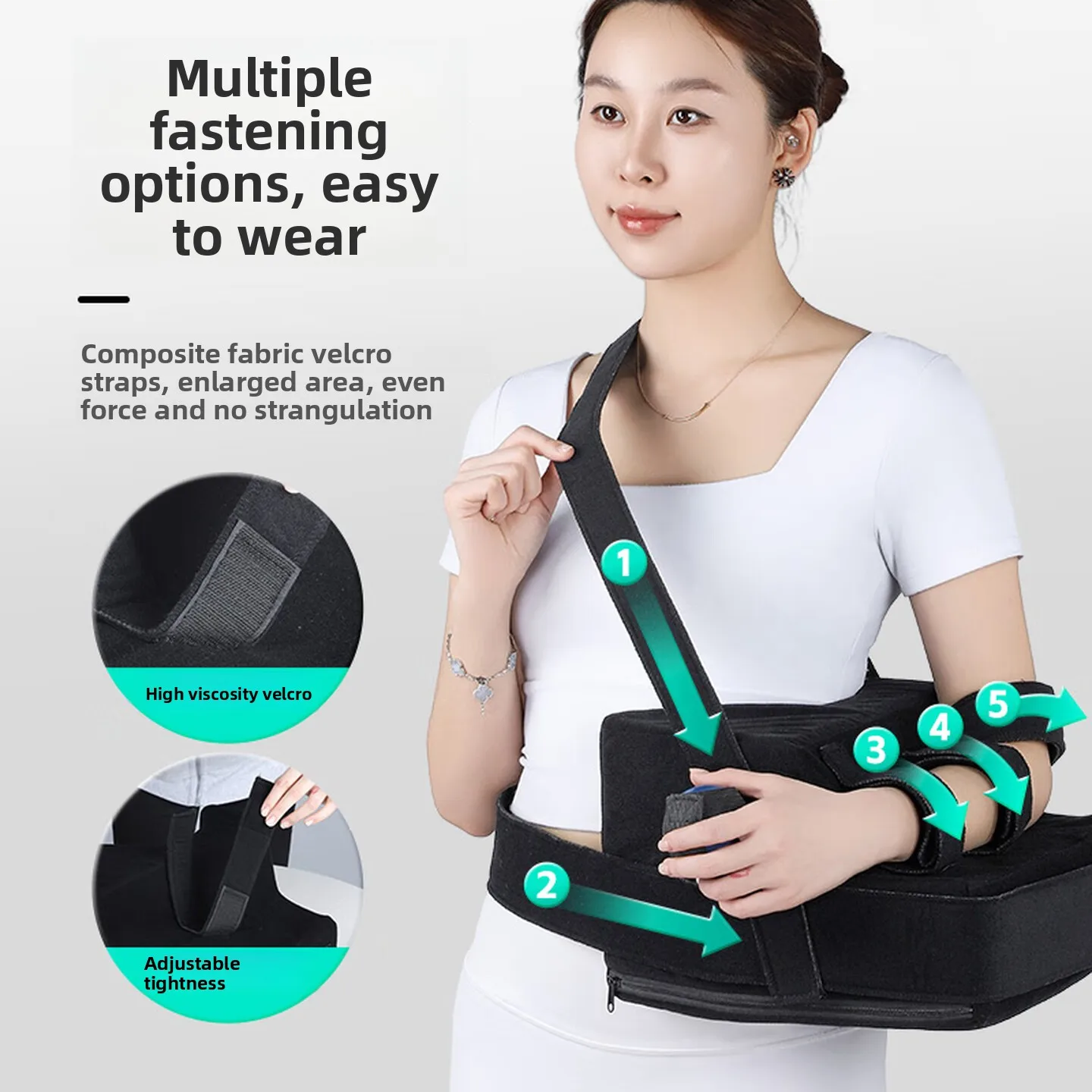 Right Shoulder Abduction Brace 45 Degree Hook Loop Support Rotator Cuff Humerus Fracture Post Surgery Stabilizer 어깨 외전 보조기