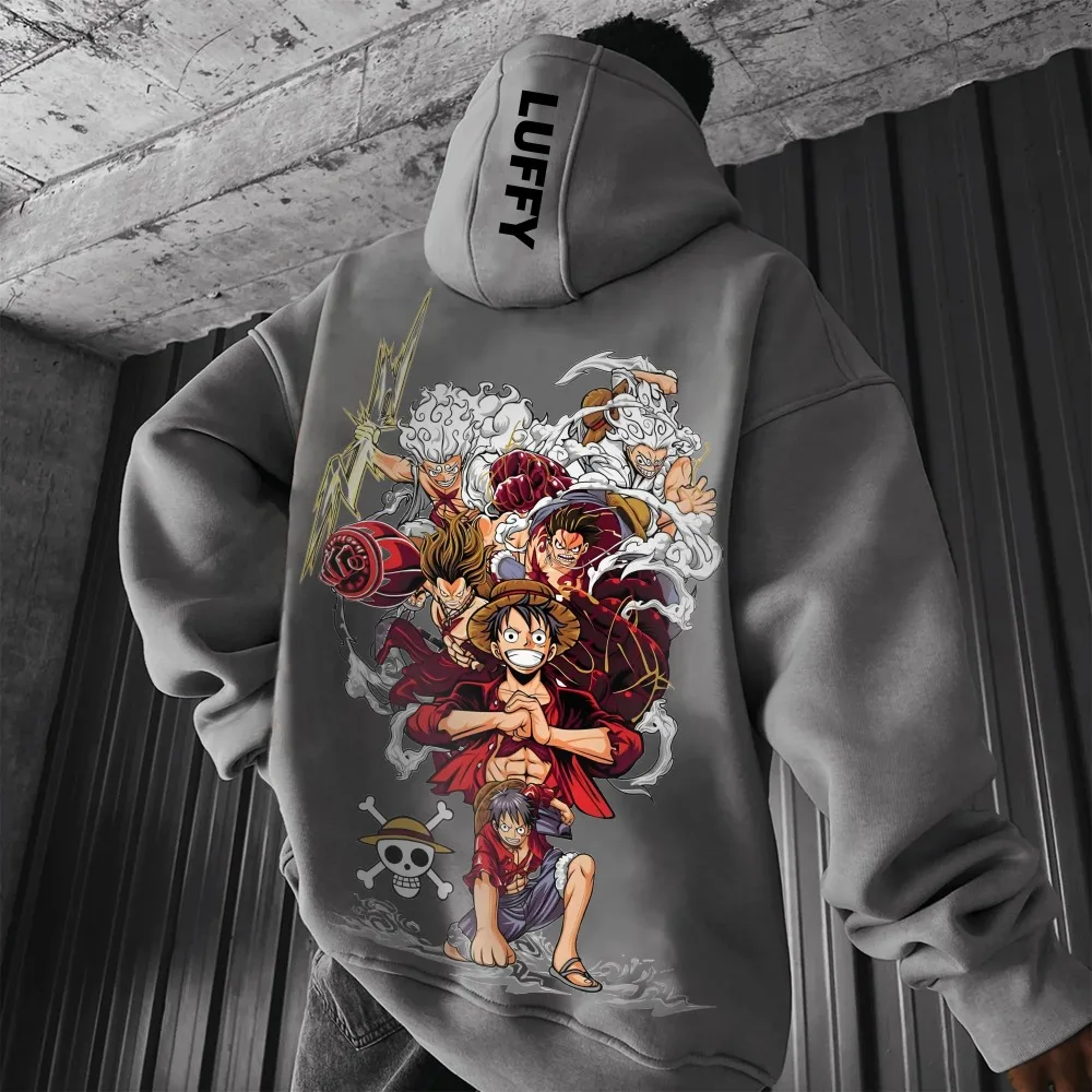 원피스 남성용 후드티 스웨터 Monkey D. Luffy Anime 봄, 가을 새 소년 아동용 긴 소매 부모-자식 의류