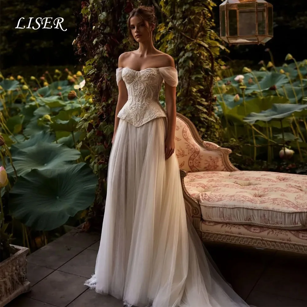 Liser Sweetheart A-Line Wedding Dresses Silk Satin Chiffon With Sleeves Customized Elegant Long Bridal Gowns Robe de mariée