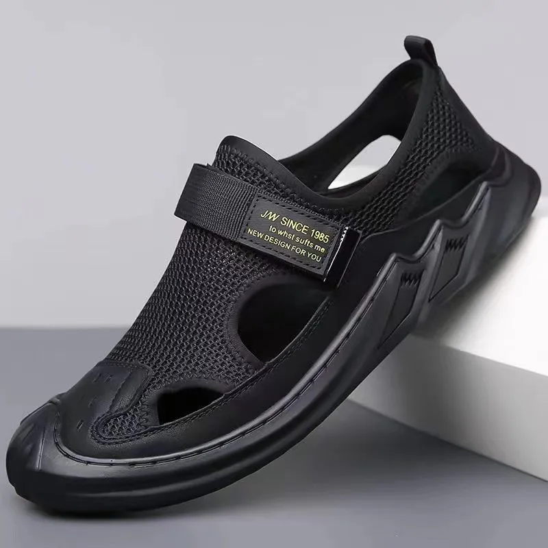 Atmungsaktive Sommersandalen für Herren, lässige Slip-On-Slides mit weicher Sohle, bequeme, trendige Loafer, leichte Wanderschuhe