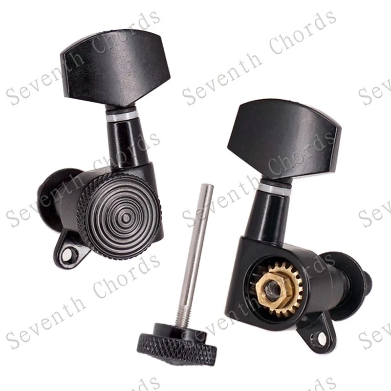 6er-Set 3R3L Schwarze verriegelbare Stimmwirbel für Akustik- und E-Gitarren – Zubehörteile – Detail 4