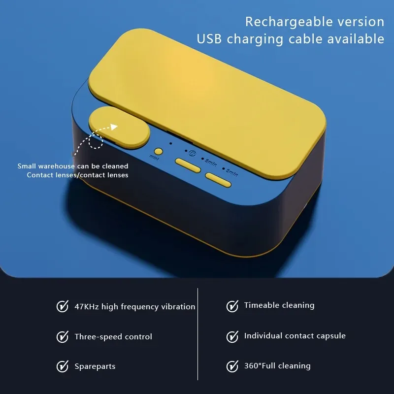 Ultrasonic Cleaner 48Khz Double Bin Vibration Full Cleaning Machine for Jewelry And Watch Straps Household Use