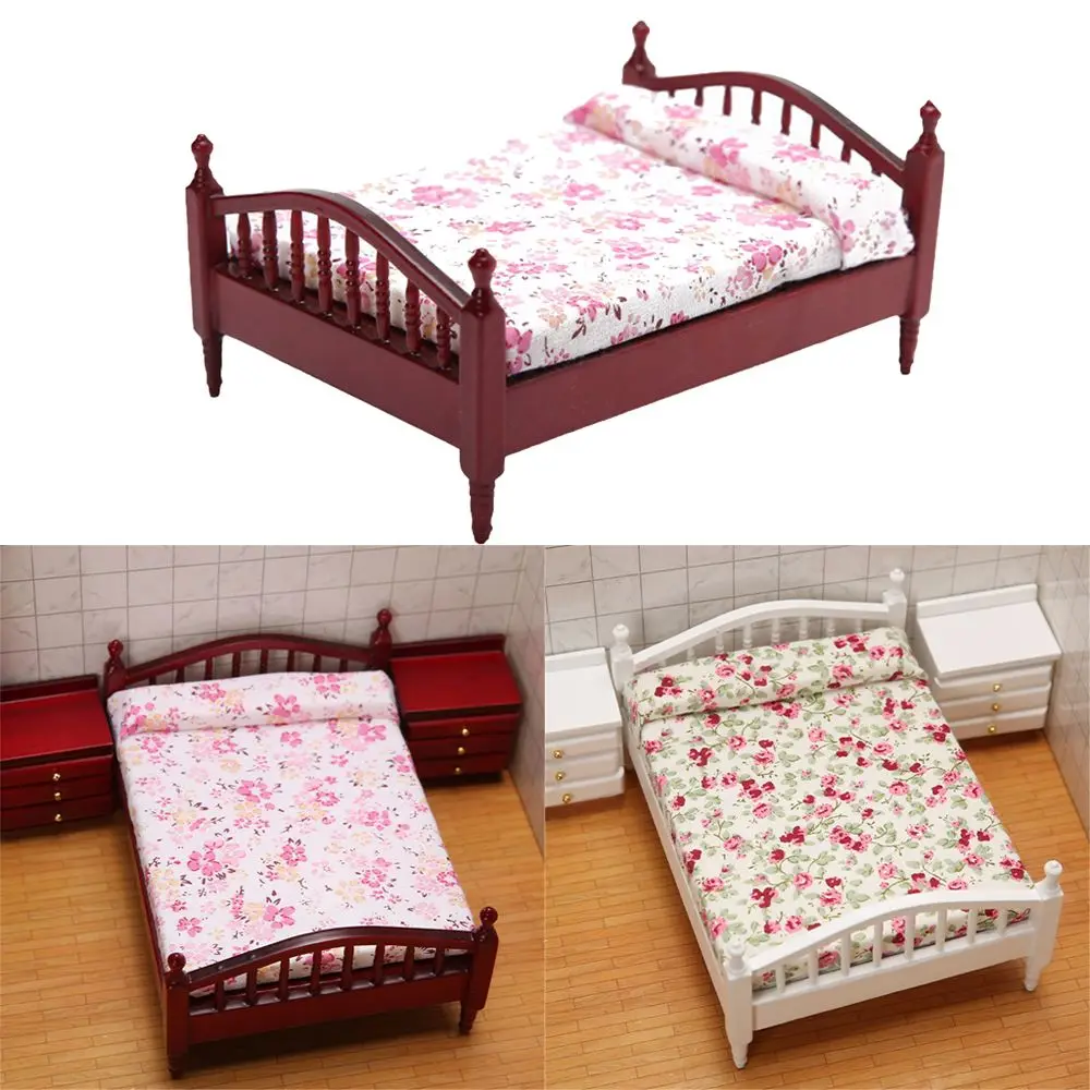 Kinderslaapkamer 1:12 poppenhuizen miniatuurmeubilair poppenhuismeubilair bed/nachtkastje voor poppen