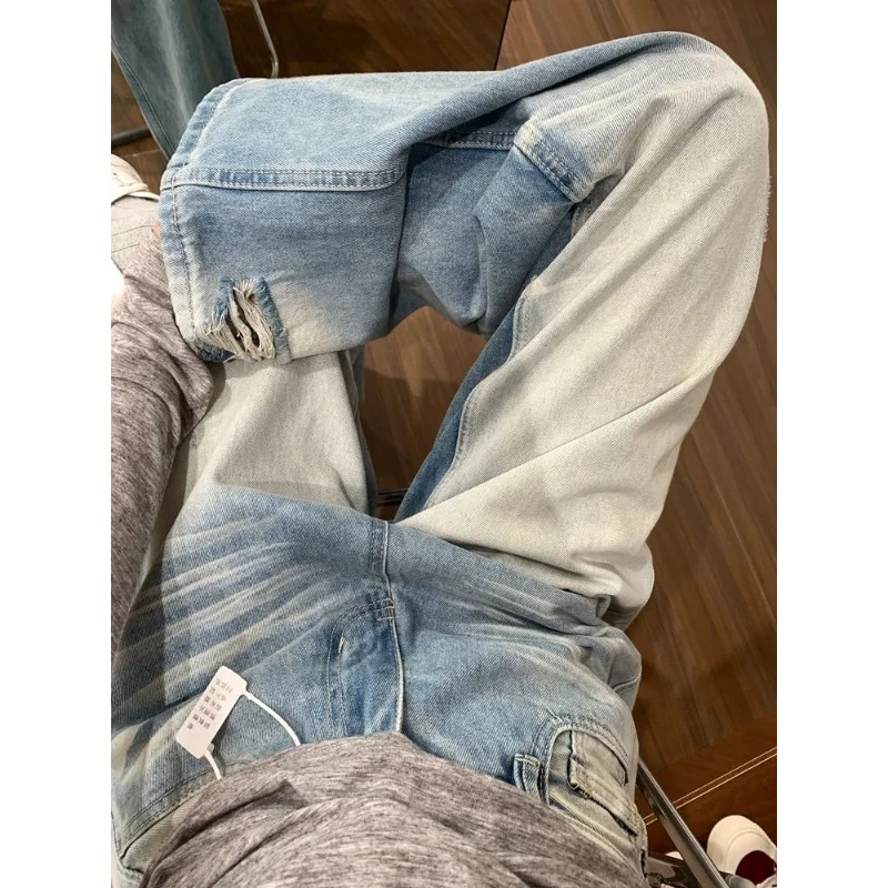 

American Retro High Waist Wide Leg Jeans Women Summer New 2025 Loose Straight Long Pants Blue Color High Waist Jeans